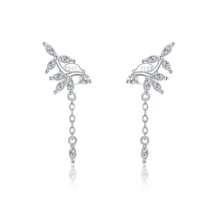 (image for) Pandora Style Silver Dangle Earrings, Shiny Flower - BSE350