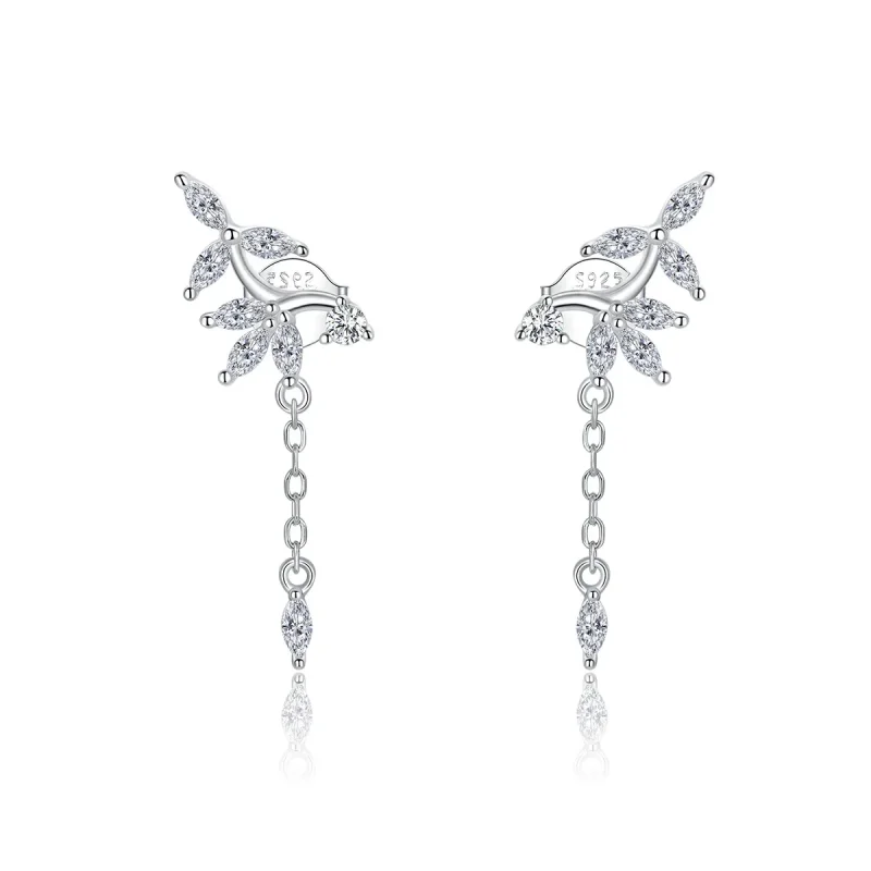 (image for) Pandora Style Silver Dangle Earrings, Shiny Flower - BSE350 - Product Image