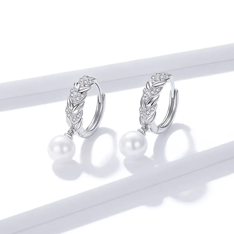 (image for) Pandora Style Silver Dangle Earrings, Shiny Wheat - BSE446 - View 3