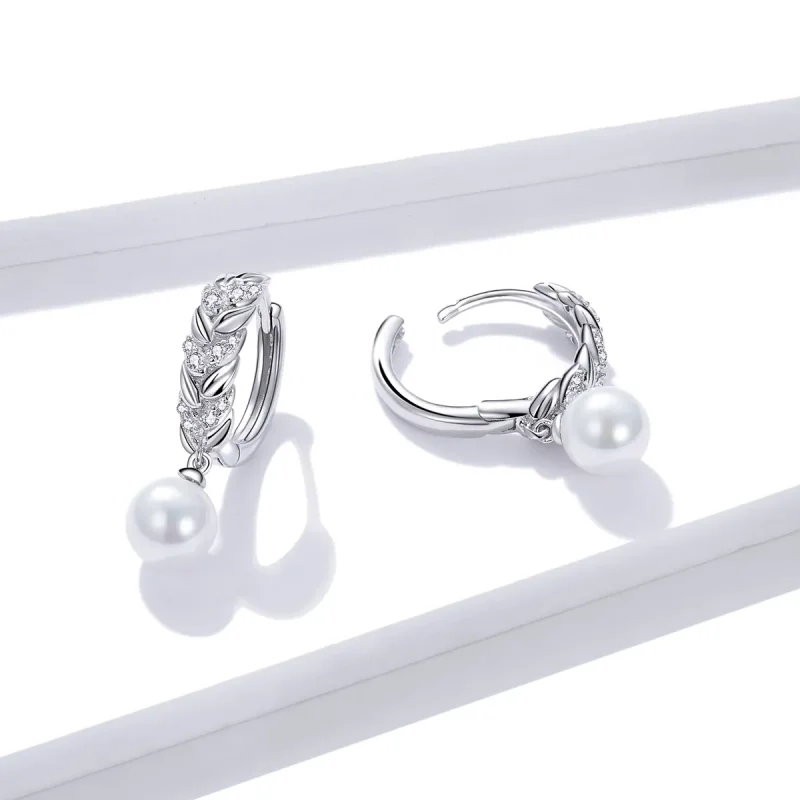 (image for) Pandora Style Silver Dangle Earrings, Shiny Wheat - BSE446 - View 4