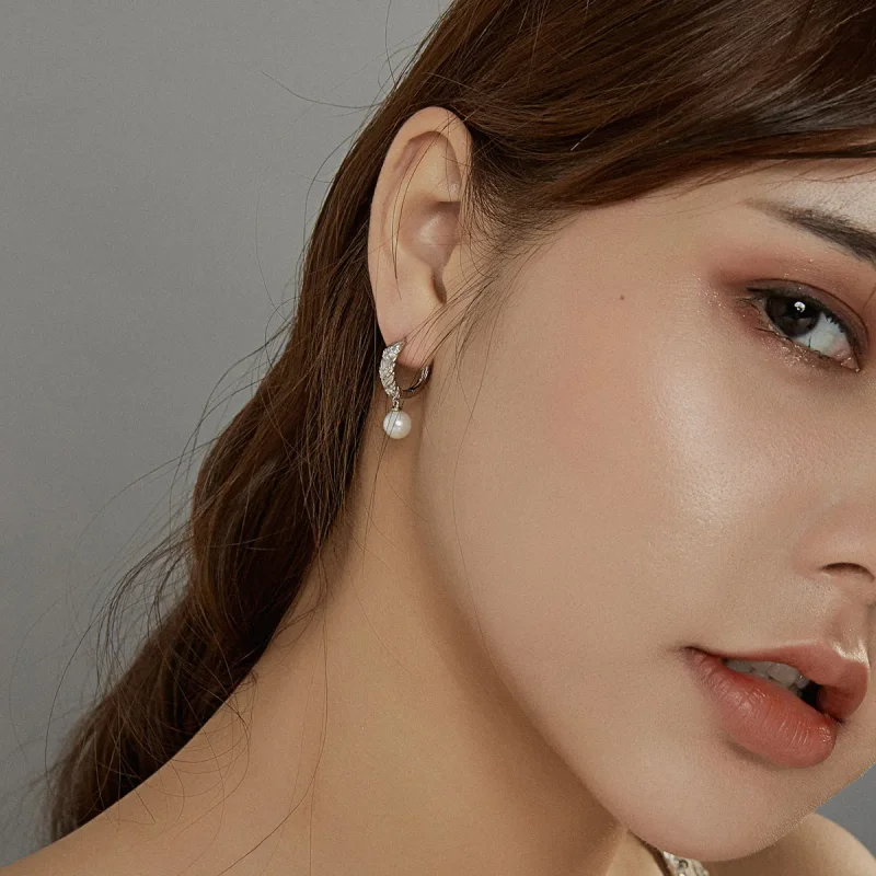 (image for) Pandora Style Silver Dangle Earrings, Shiny Wheat - BSE446 - View 6