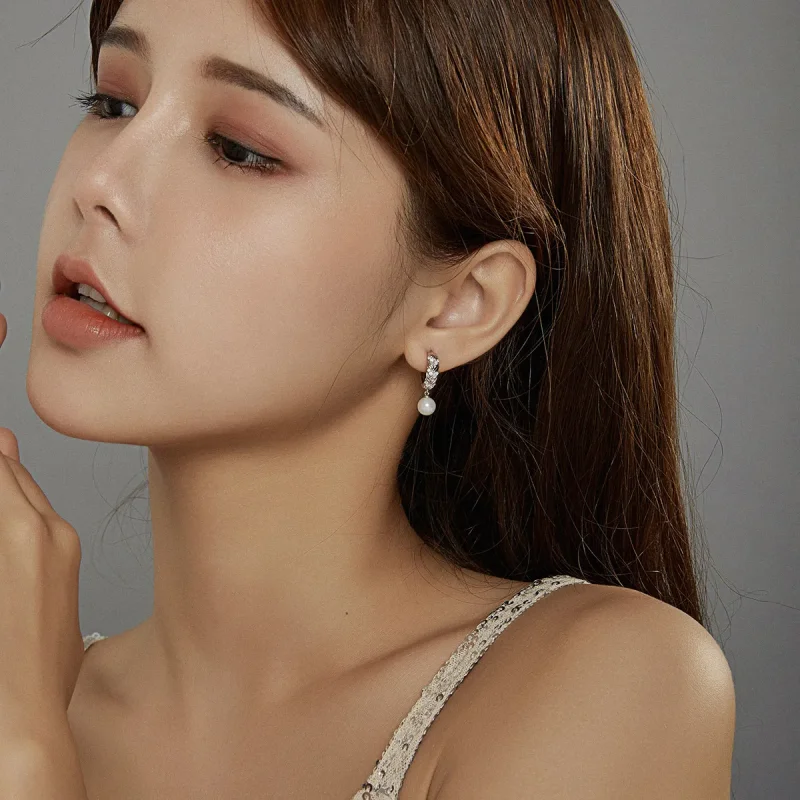 (image for) Pandora Style Silver Dangle Earrings, Shiny Wheat - BSE446 - View 7