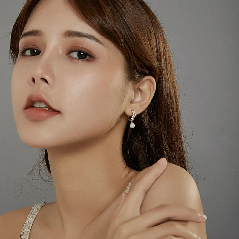 (image for) Pandora Style Silver Dangle Earrings, Shiny Wheat - BSE446 - View 8