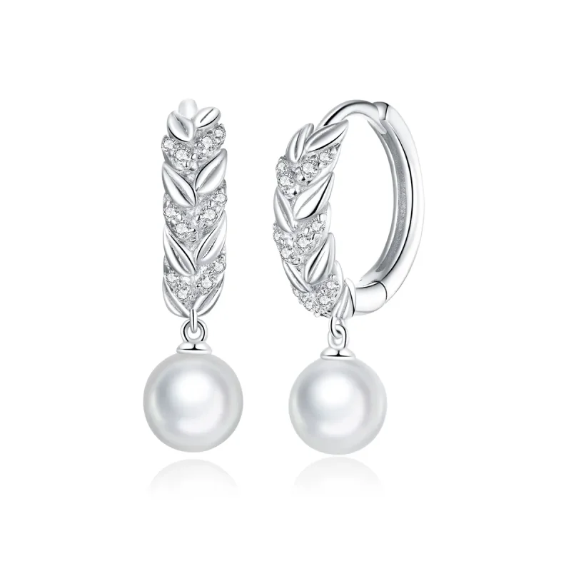 (image for) Pandora Style Silver Dangle Earrings, Shiny Wheat - BSE446 - Product Image