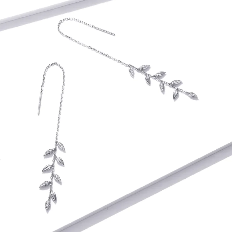 (image for) Pandora Style Silver Dangle Earrings, Shiny Wheat - BSE447 - View 3