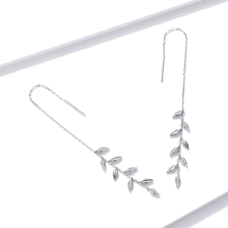 (image for) Pandora Style Silver Dangle Earrings, Shiny Wheat - BSE447 - View 4