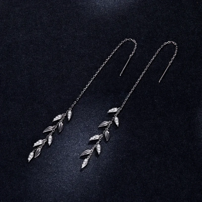 (image for) Pandora Style Silver Dangle Earrings, Shiny Wheat - BSE447 - View 5