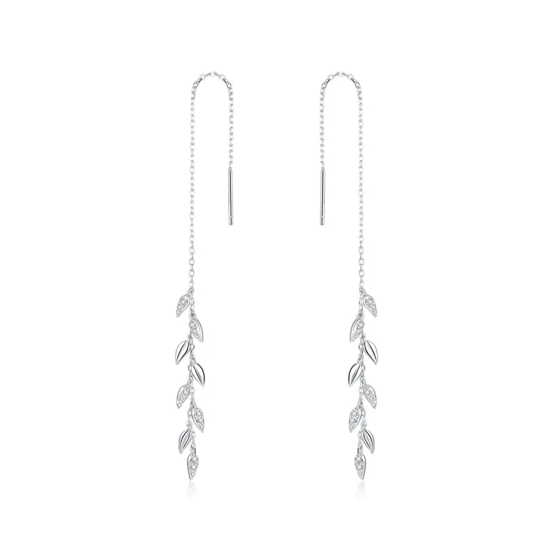 (image for) Pandora Style Silver Dangle Earrings, Shiny Wheat - BSE447 - Product Image