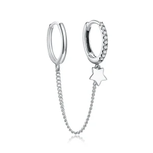 (image for) Pandora Style Silver Dangle Earrings, Single Star - SCE914