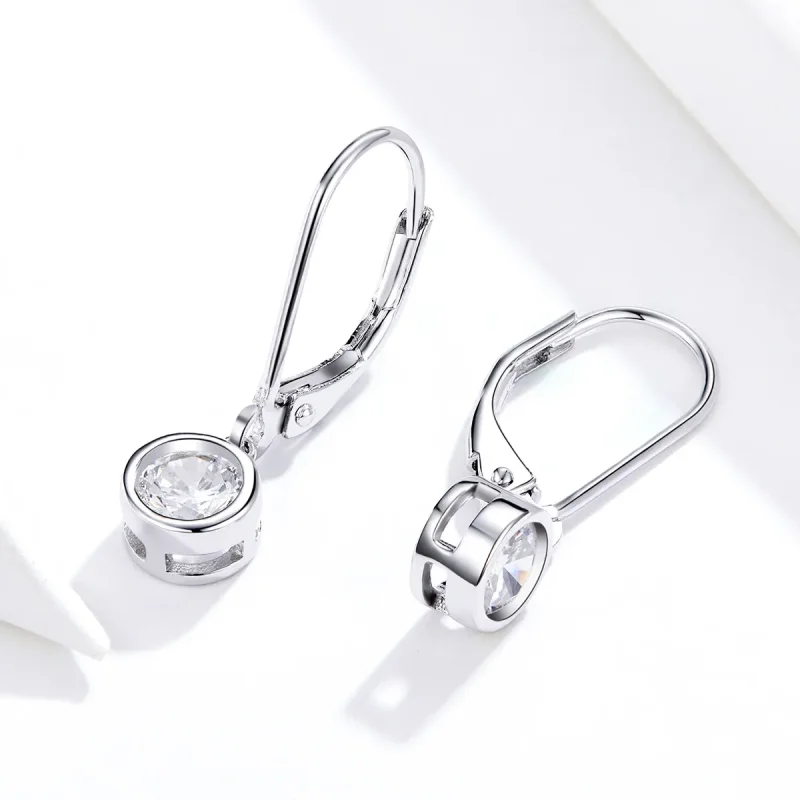 (image for) Pandora Style Silver Dangle Earrings, Spacer-Bead - SCE747 - View 2