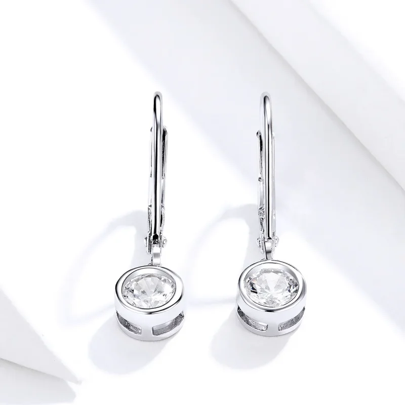 (image for) Pandora Style Silver Dangle Earrings, Spacer-Bead - SCE747 - View 3