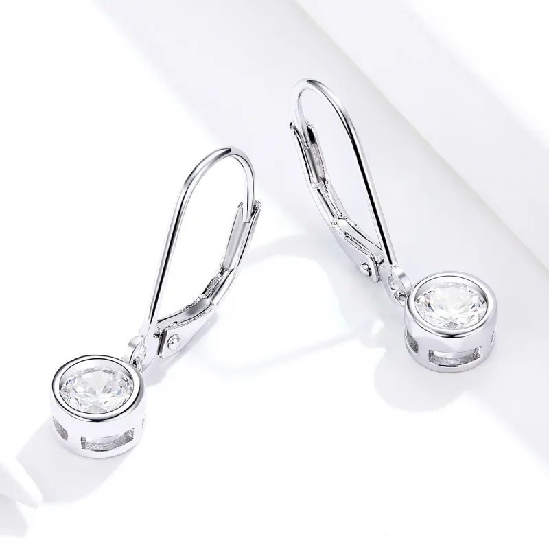 (image for) Pandora Style Silver Dangle Earrings, Spacer-Bead - SCE747 - View 4
