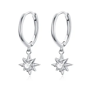 (image for) Pandora Style Silver Dangle Earrings, Star - SCE759
