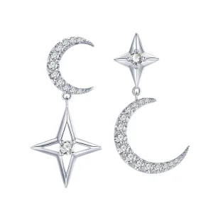 (image for) Pandora Style Silver Dangle Earrings, Starlight Moon Sky - BSE050