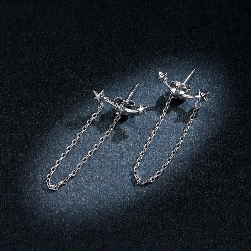 (image for) Pandora Style Silver Dangle Earrings, Starry - BSE361 - View 5