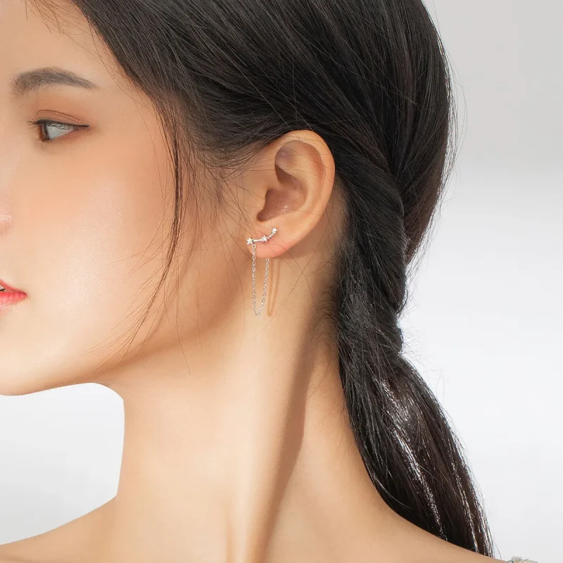 (image for) Pandora Style Silver Dangle Earrings, Starry - BSE361 - View 6