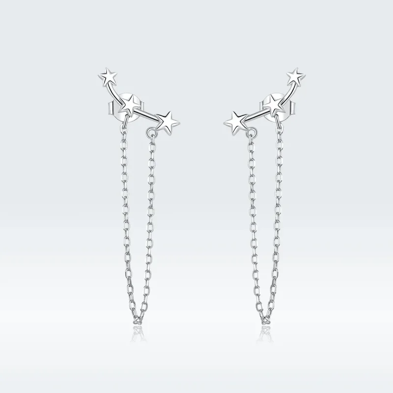 (image for) Pandora Style Silver Dangle Earrings, Starry - BSE361 - Product Image