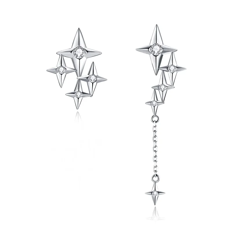 (image for) Pandora Style Silver Dangle Earrings, Starry - BSE461 - Product Image