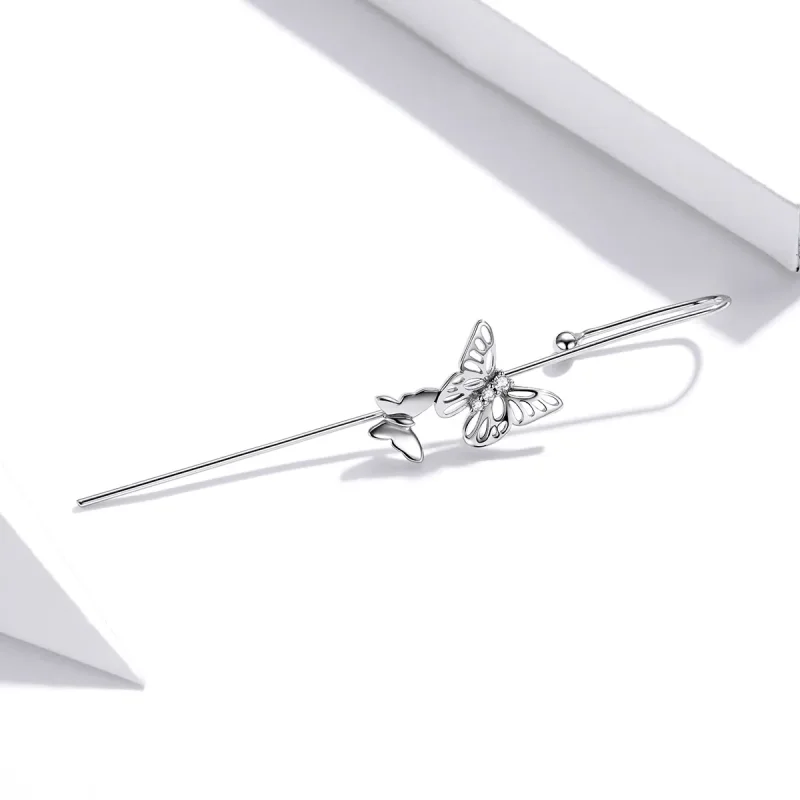 (image for) Pandora Style Silver Dangle Earrings, Stylish Ear Needles - SCE1132 - View 3