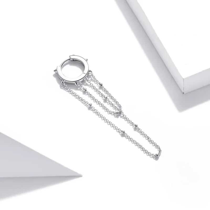 (image for) Pandora Style Silver Dangle Earrings, Tassel - SCE1115 - View 2