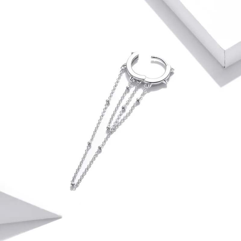 (image for) Pandora Style Silver Dangle Earrings, Tassel - SCE1115 - View 3