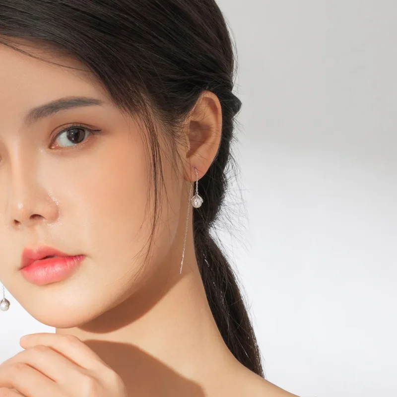 (image for) Pandora Style Silver Dangle Earrings, Thread Pure Flowers - BSE373 - View 8