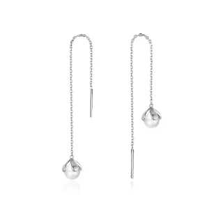 (image for) Pandora Style Silver Dangle Earrings, Thread Pure Flowers - BSE373