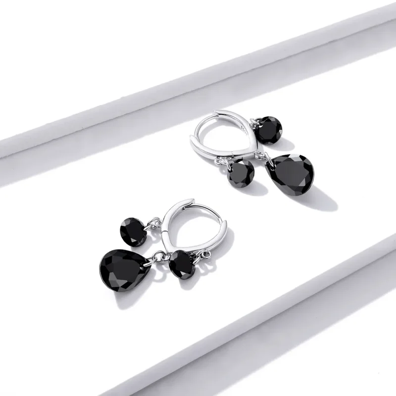 (image for) Pandora Style Silver Dangle Earrings, Water Drop - BSE401 - View 4