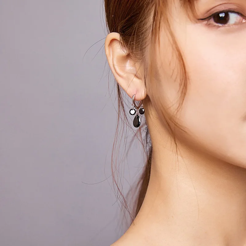 (image for) Pandora Style Silver Dangle Earrings, Water Drop - BSE401 - View 8