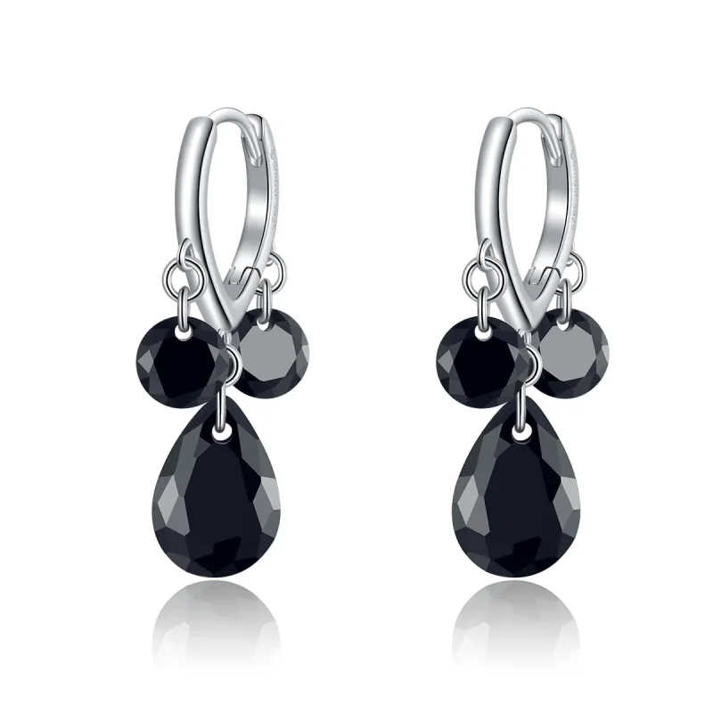 (image for) Pandora Style Silver Dangle Earrings, Water Drop - BSE401 - Product Image