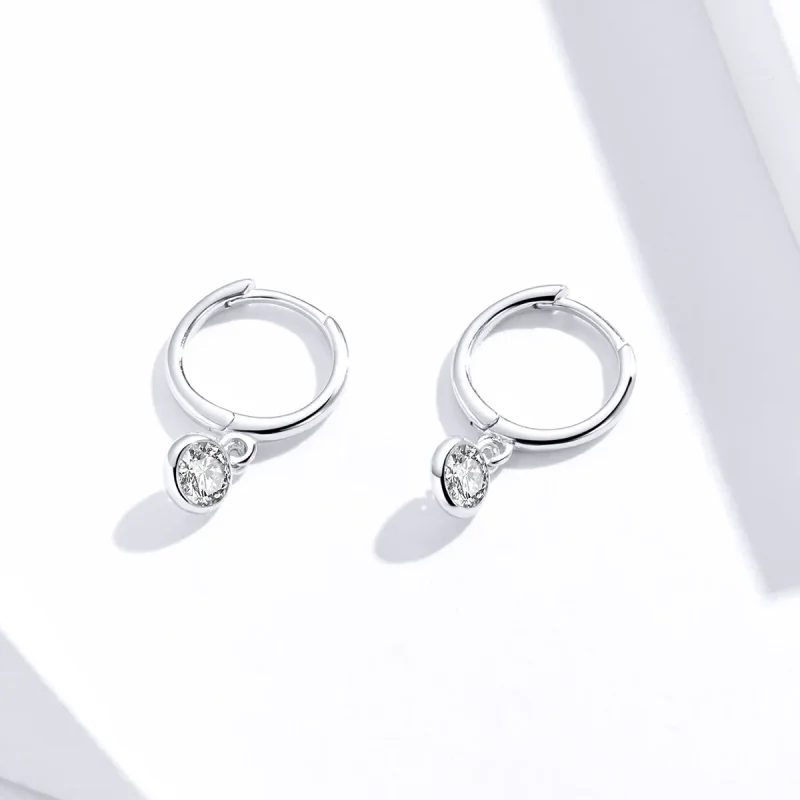 (image for) Pandora Style Silver Dangle Earrings, Zirconia - SCE830 - View 2