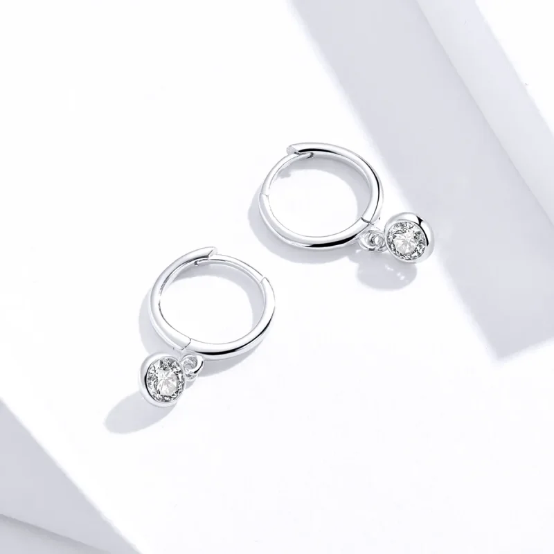 (image for) Pandora Style Silver Dangle Earrings, Zirconia - SCE830 - View 3