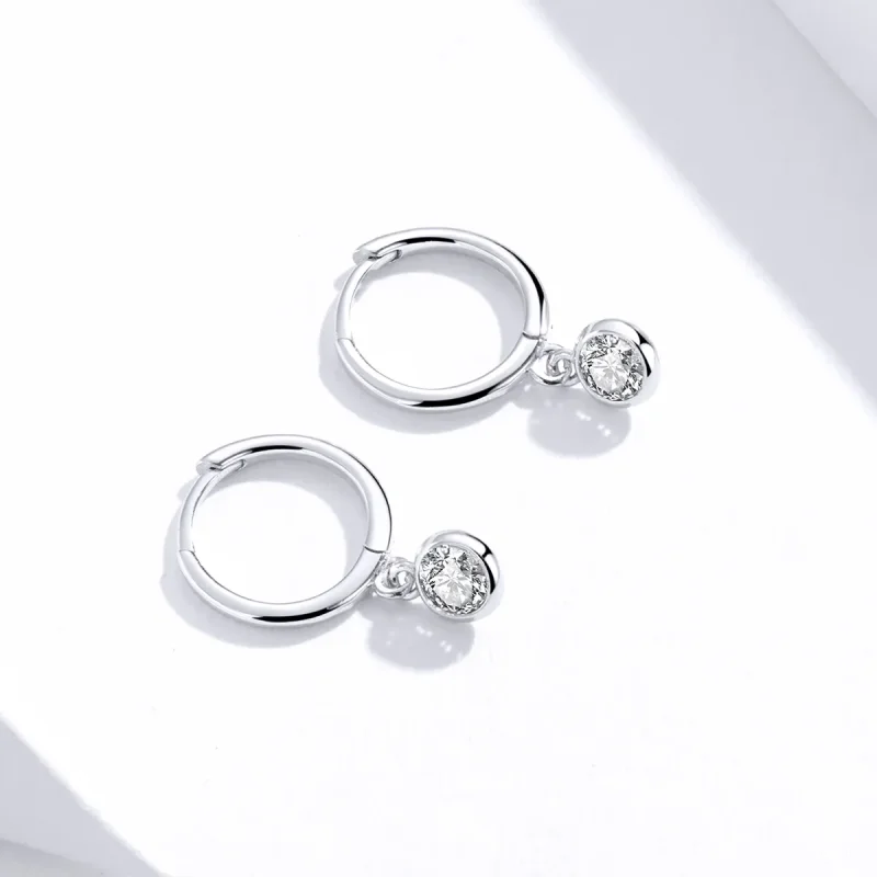 (image for) Pandora Style Silver Dangle Earrings, Zirconia - SCE830 - View 4