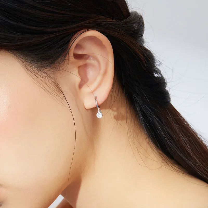 (image for) Pandora Style Silver Dangle Earrings, Zirconia - SCE830 - View 6