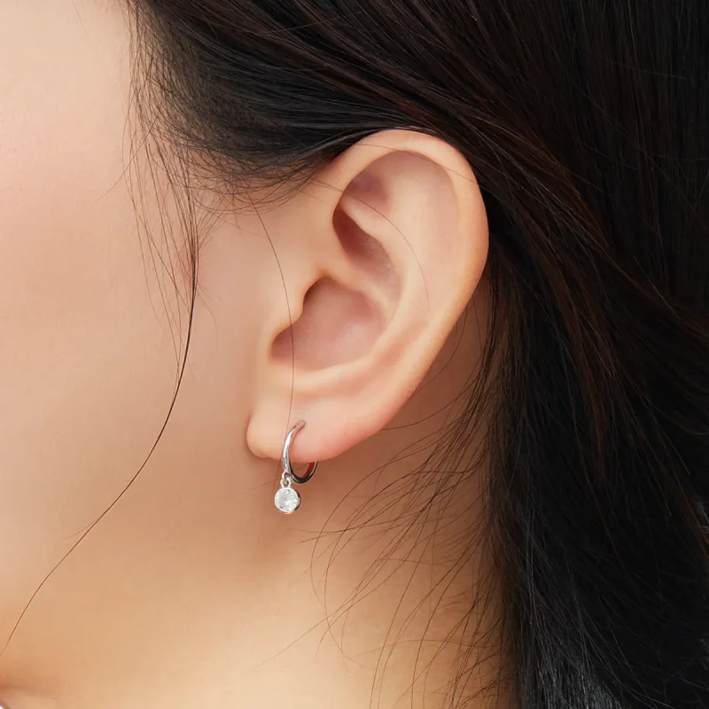 (image for) Pandora Style Silver Dangle Earrings, Zirconia - SCE830 - View 7