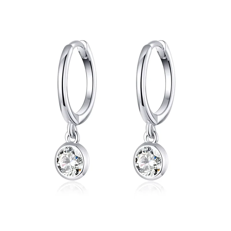 (image for) Pandora Style Silver Dangle Earrings, Zirconia - SCE830 - Product Image