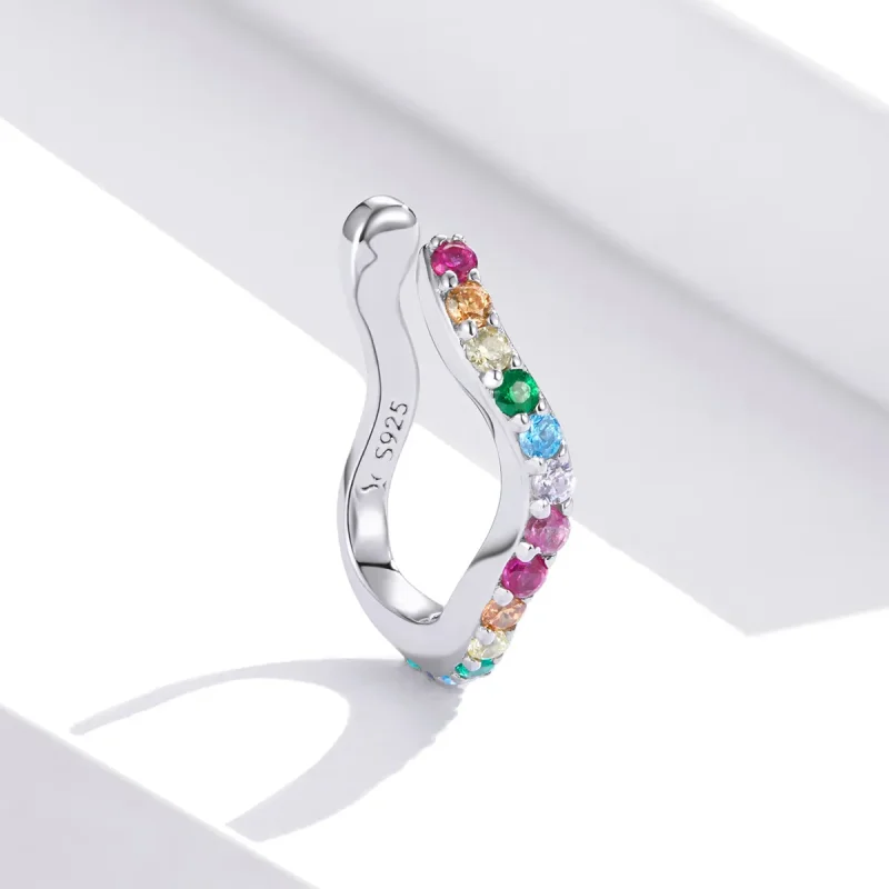 (image for) Pandora Style Silver Ear Clip, Rainbow - SCE894 - View 2