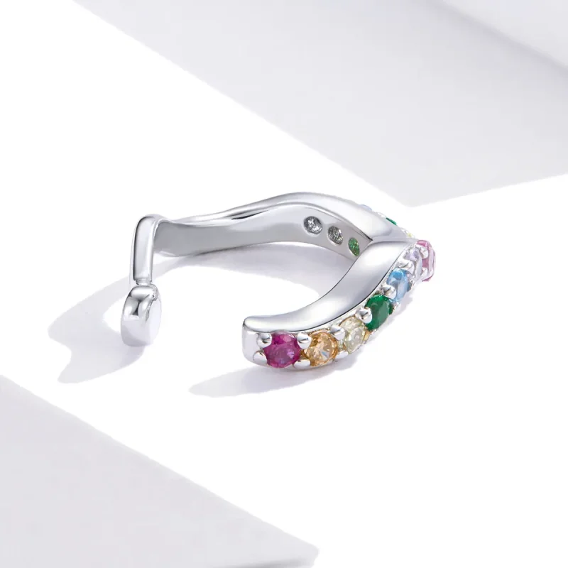 (image for) Pandora Style Silver Ear Clip, Rainbow - SCE894 - View 4