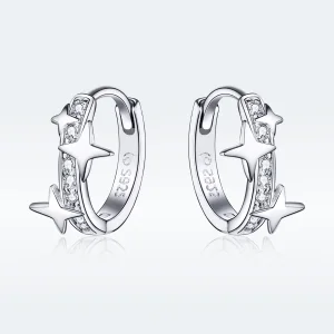 (image for) Pandora Style Silver Hoop Earrings, A Star of Wish - BSE076