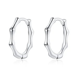 (image for) Pandora Style Silver Hoop Earrings, Bamboo - SCE988