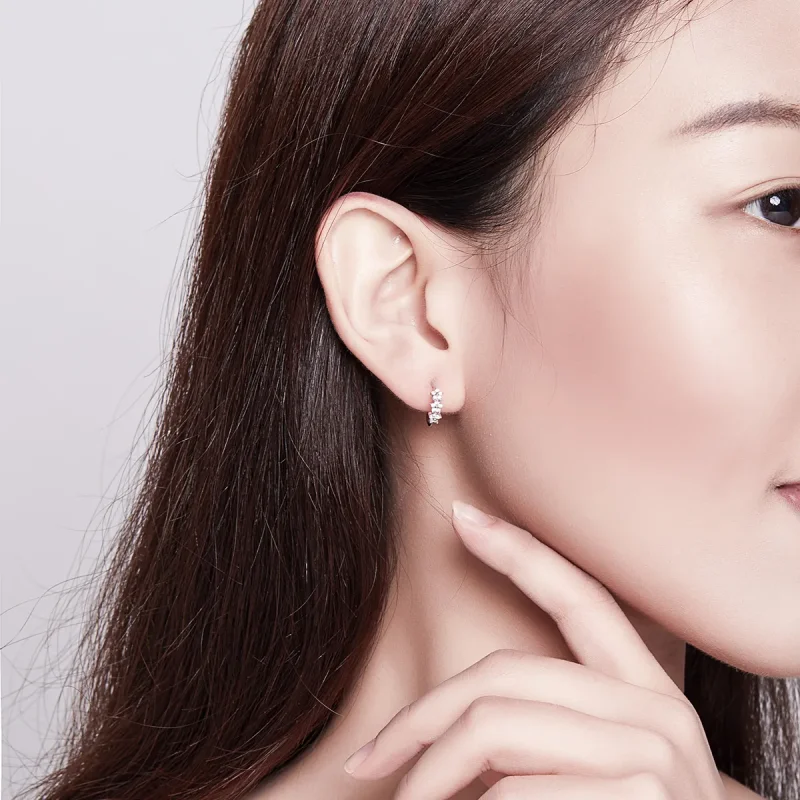 (image for) Pandora Style Silver Hoop Earrings, Blossom - SCE756 - View 6