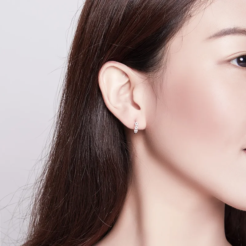 (image for) Pandora Style Silver Hoop Earrings, Blossom - SCE756 - View 7