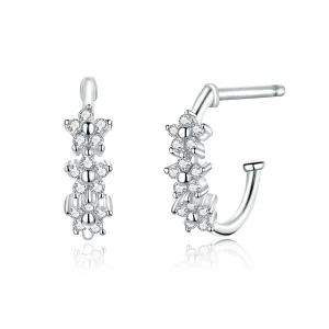 (image for) Pandora Style Silver Hoop Earrings, Blossom - SCE756