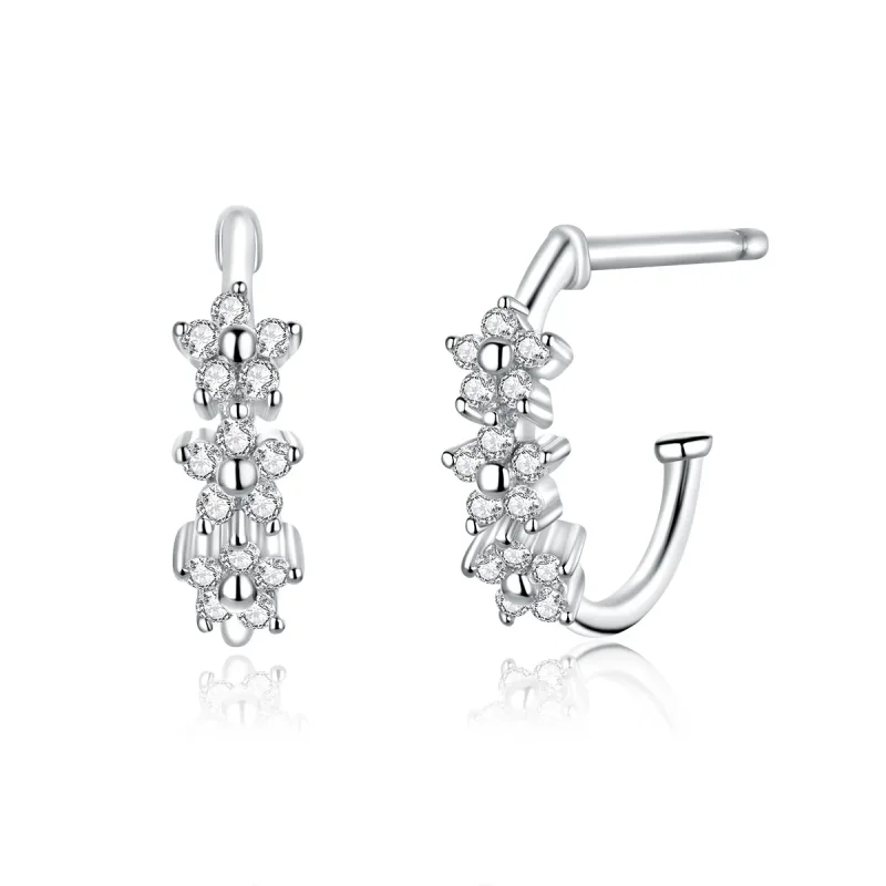 (image for) Pandora Style Silver Hoop Earrings, Blossom - SCE756 - Product Image