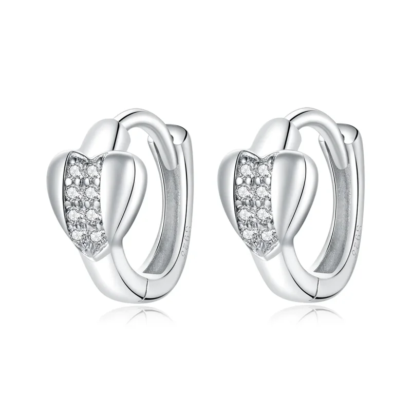 (image for) Pandora Style Silver Hoop Earrings, Bright Love - SCE1109 - Product Image