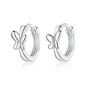(image for) Pandora Style Silver Hoop Earrings, Butterfly - SCE1038