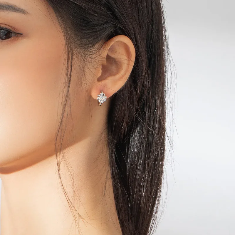 (image for) Pandora Style Silver Hoop Earrings, Daisy - BSE359 - View 6