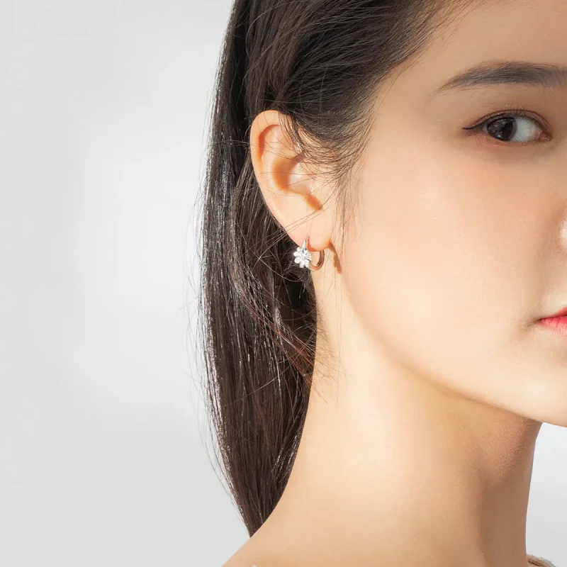 (image for) Pandora Style Silver Hoop Earrings, Daisy - BSE359 - View 8