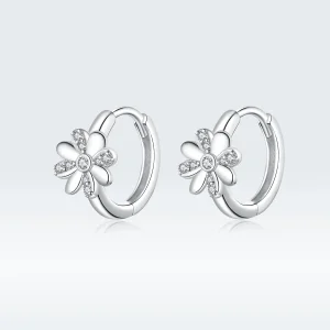 (image for) Pandora Style Silver Hoop Earrings, Daisy - BSE359
