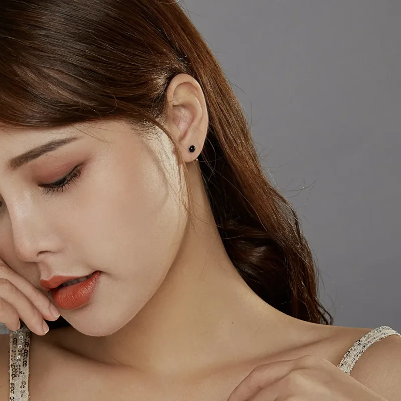 (image for) Pandora Style Silver Hoop Earrings, Deep Night Sky - SCE950 - View 5